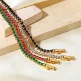 Youthway Green Red CZ Bracelet Stainless Steel 18K PVD Plated Textured