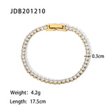 Youthway Green Red CZ Bracelet Stainless Steel 18K PVD Plated Textured