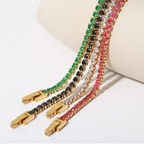 Youthway Green Red CZ Bracelet Stainless Steel 18K PVD Plated Textured