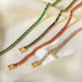 Youthway Green Red CZ Bracelet Stainless Steel 18K PVD Plated Textured