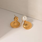 Youthway Arrival Stainless Steel Pearl Shell Shape Earrings