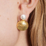 Youthway Arrival Stainless Steel Pearl Shell Shape Earrings