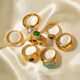 Youthway Metal Casting Texture Ring Wide Statement Golden Jewelry