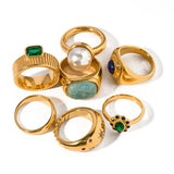 Youthway Metal Casting Texture Ring Wide Statement Golden Jewelry