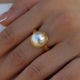 Youthway Metal Casting Texture Ring Wide Statement Golden Jewelry