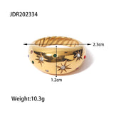 Youthway Metal Casting Texture Ring Wide Statement Golden Jewelry