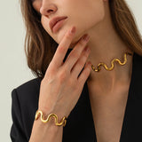 Youthway Wave Choker Bracelet Set Women's Stainless Steel Jewelry