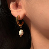 Youthway Pearl Dangle Earrings 316 Stainless Steel Plated PVD Waterproof