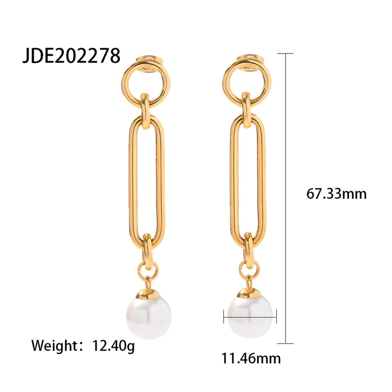Youthway Pearl Dangle Earrings 316 Stainless Steel Plated PVD Waterproof