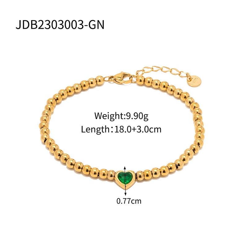 Youthway Green Heart CZ Bracelet for Women