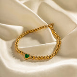 Youthway Green Heart CZ Bracelet for Women