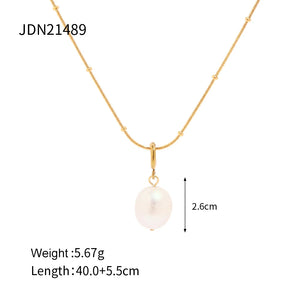Youthway Pearl Pendant Necklace Stainless Steel Women
