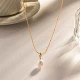 Youthway Pearl Pendant Necklace Stainless Steel Women