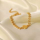 Youthway Heart Circle Bracelet Golden Metal Waterproof Jewelry