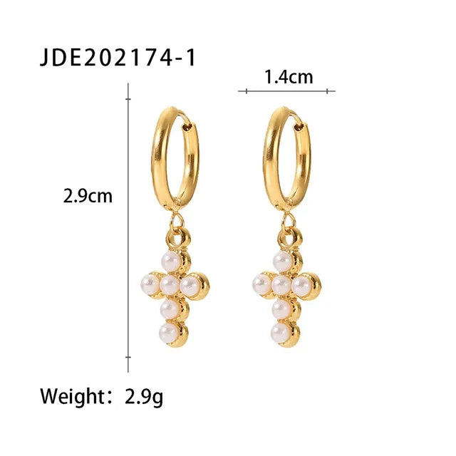 Youthway CZ Pearl Geometric Drop Dangle Earrings