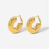 Youthway Stainless Steel Geometric Earrings Golden Stud Jewelry