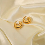 Youthway Stainless Steel Geometric Earrings Golden Stud Jewelry