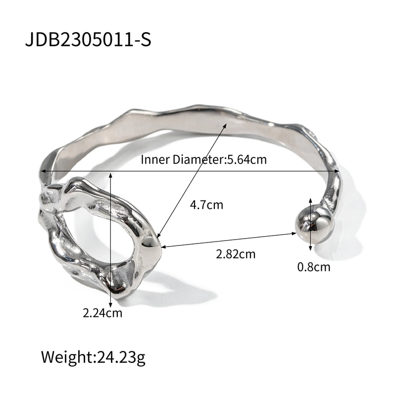 Youthway Stainless Steel Irregular Cuff Bracelet Unisex Wrist Jewelry