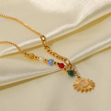 Youthway Sun Pendant Necklace Colored Natural Stone Geometric Pendant
