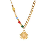 Youthway Sun Pendant Necklace Colored Natural Stone Geometric Pendant