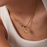 Youthway Sun Pendant Necklace Colored Natural Stone Geometric Pendant