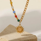 Youthway Sun Pendant Necklace Colored Natural Stone Geometric Pendant