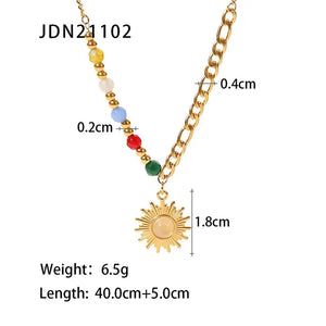 Youthway Sun Pendant Necklace Colored Natural Stone Geometric Pendant