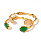 Youthway Stainless Steel Cat's Eye Open Bracelet 18K Plated Charm Jewelry Gift