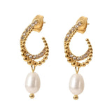 Youthway Charm Earrings Cubic Zirconia Pearls 18k Plated