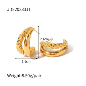 Youthway Stainless Steel Multilayer Stud Earrings 18K Plated for Women