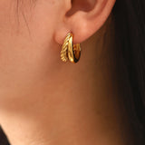 Youthway Stainless Steel Multilayer Stud Earrings 18K Plated for Women