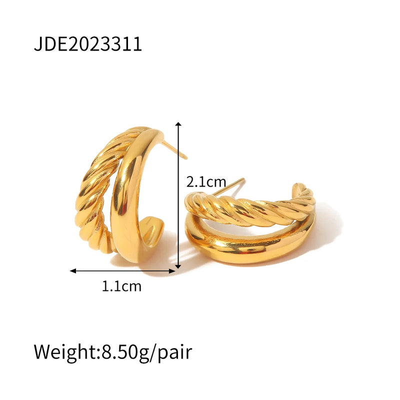 Youthway Stainless Steel Multilayer Stud Earrings 18K Plated for Women