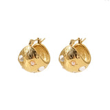 Youthway Stainless Steel Pearl Ball Earrings 18K Plated Geometric Earrings