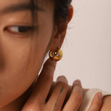 Youthway Stainless Steel Pearl Ball Earrings 18K Plated Geometric Earrings