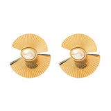 Youthway Stainless Steel Oval Pearl Earrings