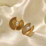 Youthway Stainless Steel Oval Pearl Earrings