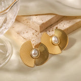 Youthway Stainless Steel Oval Pearl Earrings