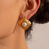 Youthway Shell Beads Hammered Rhombus Earrings for Women