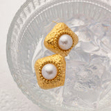 Youthway Shell Beads Hammered Rhombus Earrings for Women