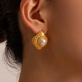 Youthway Shell Beads Hammered Rhombus Earrings for Women