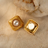 Youthway Shell Beads Hammered Rhombus Earrings for Women