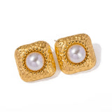 Youthway Shell Beads Hammered Rhombus Earrings for Women