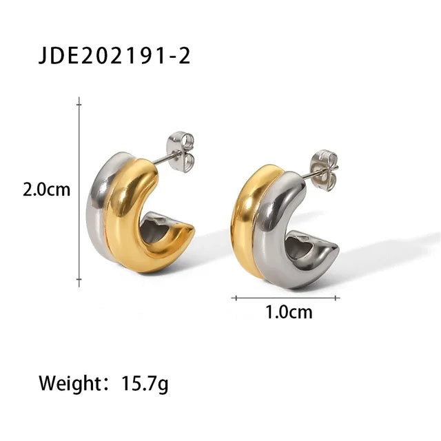Youthway Geometric Double Layer Earrings Golden Women Jewelry
