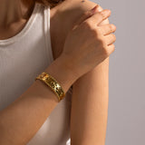 Youthway Stainless Steel Hammer Pattern Bead Edge Bracelet Bangle
