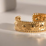 Youthway Stainless Steel Hammer Pattern Bead Edge Bracelet Bangle