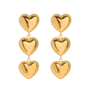 Youthway Triple Row Heart Tassel Earrings High Jewelry Women