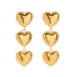 Youthway Triple Row Heart Tassel Earrings High Jewelry Women