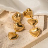 Youthway Triple Row Heart Tassel Earrings High Jewelry Women