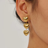 Youthway Triple Row Heart Tassel Earrings High Jewelry Women