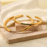 Youthway Stainless Steel Rhinestone Cuff Bracelet for Women